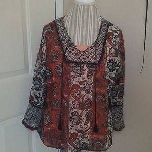 Girl crazy top, sheer, sz XL